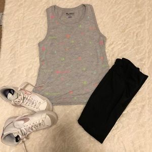 Athletic, sporty, cute, gently used, grey, champion tank top.